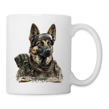 Deutscher Schäferhund als Soldat - Tasse - Weiß - Rechts