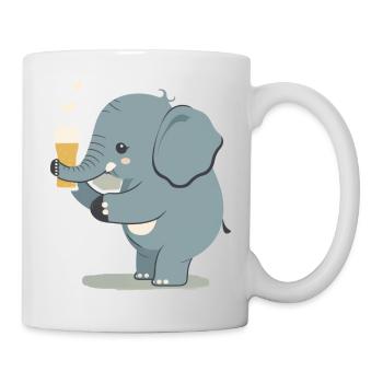 Cute elephant drinks a big glass of beer - Mug - white - Right