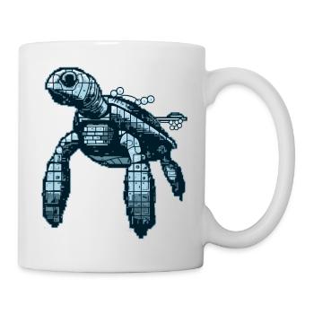 Turtle en rétro 8 bit look minimaliste - Mug blanc - blanc - Droite