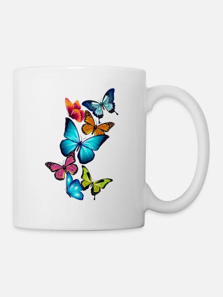 Fleurs de papillon Ornement Splash Art - Mug blanc - blanc