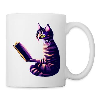 Cat Book Cat Books Domestic Cat Read Kitten - Mug - white - Right