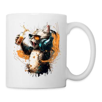 Cool party cat with beer - Mug - white - Right
