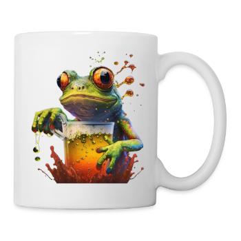 Grosses Glas Bier mit Frosch - Tasse - Weiß - Rechts