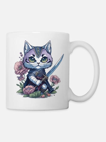 Le chat ninja – unique et coloré - Mug blanc - blanc