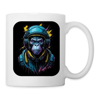 Affe im Astronautenanzug | Weltraum-Pilot - Tasse - Weiß - Rechts