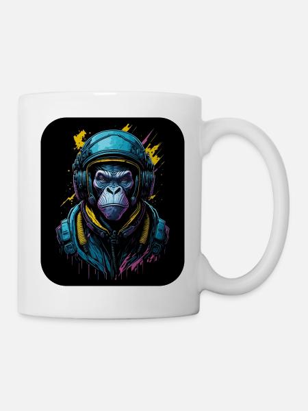 Monkey in an astronaut suit | Space pilot - Mug - white