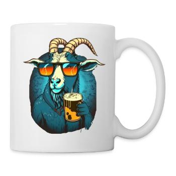 Cool buck with sunglasses and beer - Mug - white - Right