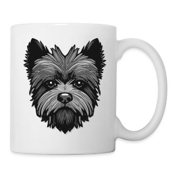 Affenpinscher Kopf: Schwarz-Weiß Cartoon Charme - Tasse - Weiß - Rechts