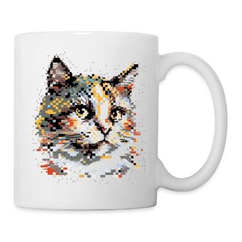 Pixel-Art Katze - Tasse - Weiß - Rechts