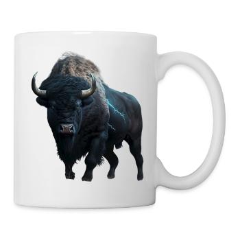 Bison black buffalo with lightning and thunder strong - Mug - white - Right