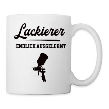 Lackierer Endlich Ausgelernt Azubi Lehrling Lehre - Tasse - Weiß - Rechts