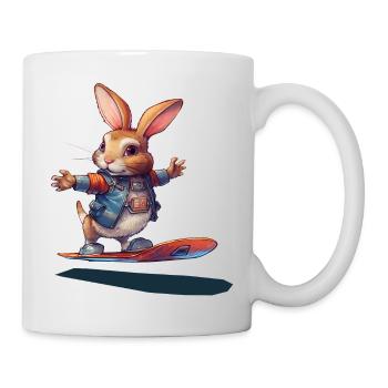 Lapin sur skateboard du futur - Mug blanc - blanc - Droite