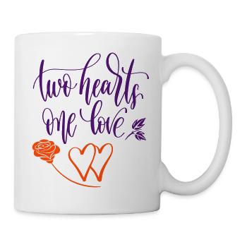 two hearts one love, Rose - Tasse - Weiß - Rechts