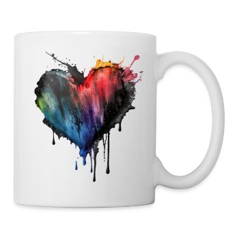 Herz Farbtropfen Abstrakt - Tasse - Weiß - Rechts
