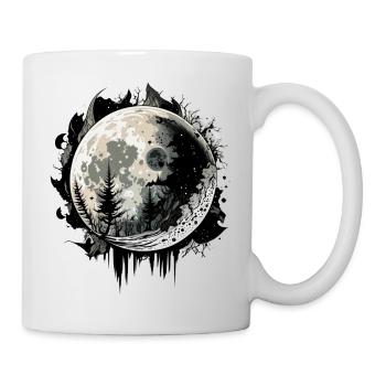 Mond Farbtropfen Schwarz Weiß - Tasse - Weiß - Rechts