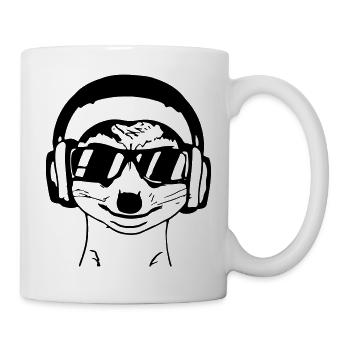 Suricate avec lunettes de soleil et écouteurs - Mug blanc - blanc - Droite