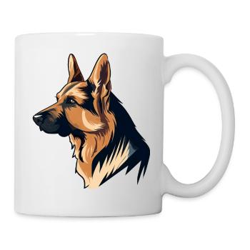 GERMAN SHEPHERD ART PETS PUPPY DOG ANIMALS DRAWING - Mug - white - Right