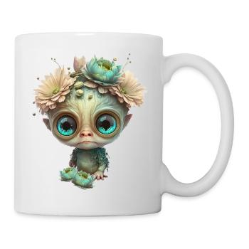 Mignon extraterrestre avec des fleurs - Mug blanc - blanc - Droite