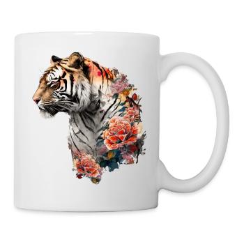 Tigre aux fleurs - Mug blanc - blanc - Droite