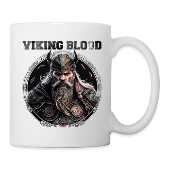 Viking Blood, Odin Norse God awaits us to Valhalla - Mug - white - Right