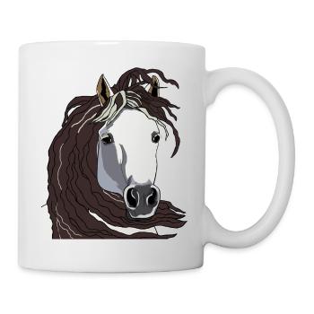 Pferdekopf 05 Schimmel - Tasse - Weiß - Rechts