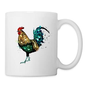 Aquarell Hahn - Tasse - Weiß - Rechts
