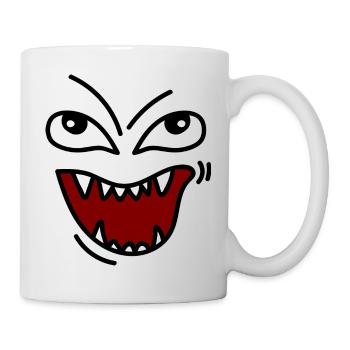 Wütendes Gesicht mit Zähnen - Tasse - Weiß - Rechts