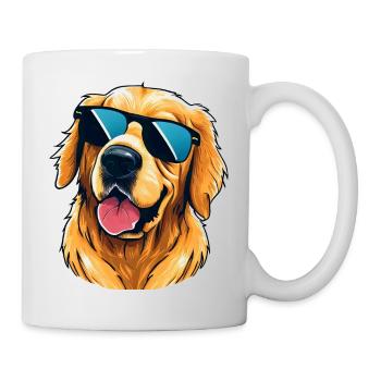 Golden Retriever portant des lunettes de soleil - Mug blanc - blanc - Droite