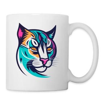 Bunt stilisierter Luchs - Tasse - Weiß - Rechts