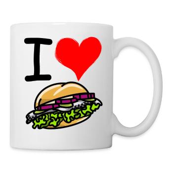 Lecker Bismarckbrötchen - I Love Bismarck Herz - Tasse - Weiß - Rechts