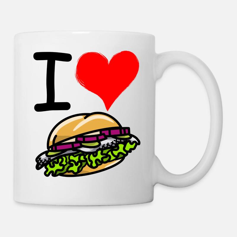 Lecker Bismarckbrötchen - I Love Bismarck Herz - Tasse - Weiß