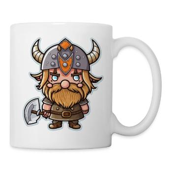 Leifs Erkundungen: Cartoon-Wikinger Leif - Tasse - Weiß - Rechts