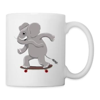 Elefant auf Skateboard - Tasse - Weiß - Rechts