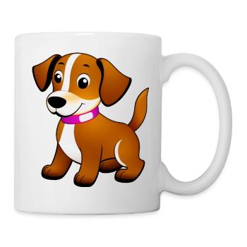 Kleiner brauner Hund, stehend - Tasse - Weiß - Rechts