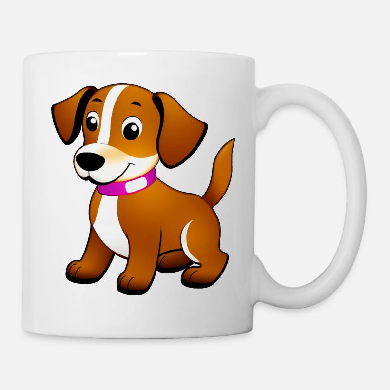 Kleiner brauner Hund, stehend - Tasse - Weiß