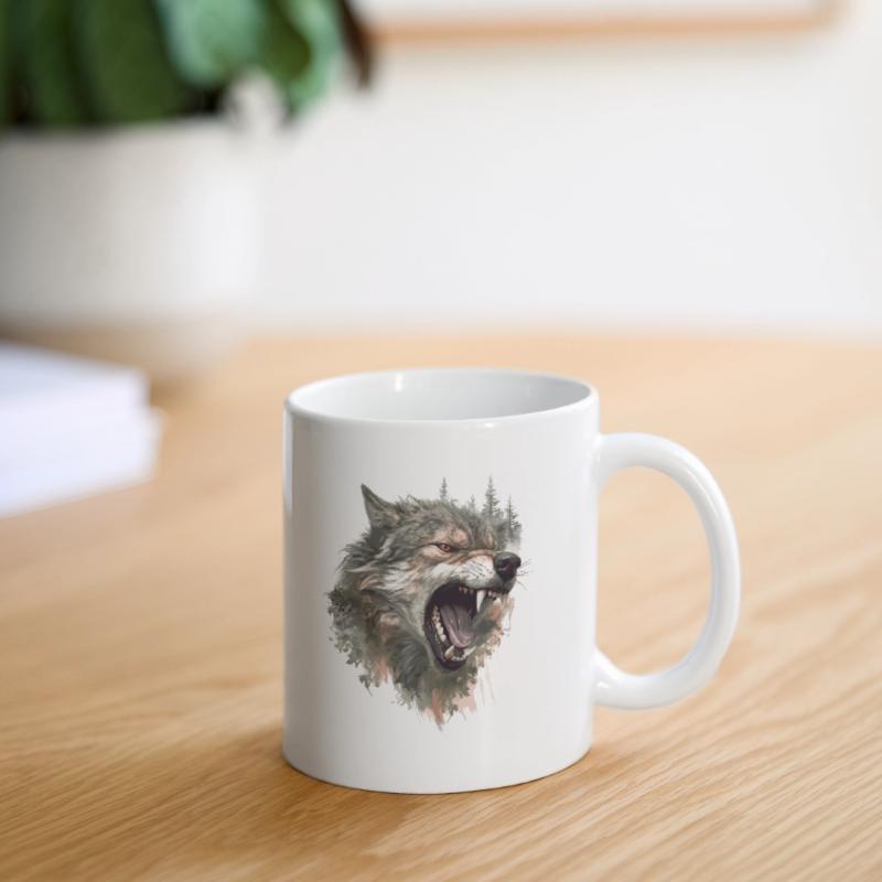 Wolf Wolf Head Scratch Marks Claws Wild Forest Hunter Mug blanc