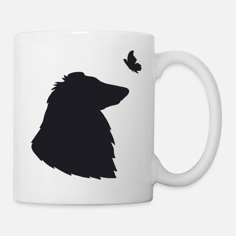 Collie mit Schmetterling - Tasse - Weiß