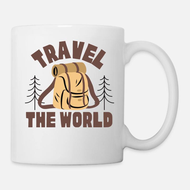 Travel the World (Rucksack, Bäume) (Geschenkidee) - Tasse - Weiß