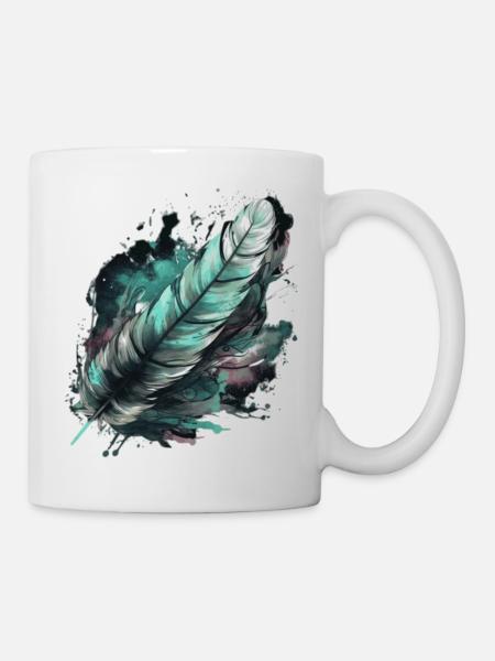 Feder Federn Indianer Geschenk - Tasse - Weiß
