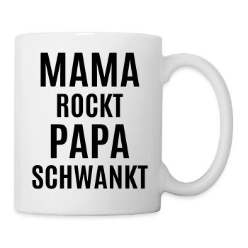 Mama rockt Papa Bier lustige Sprüche feiern saufen - Tasse - Weiß - Rechts
