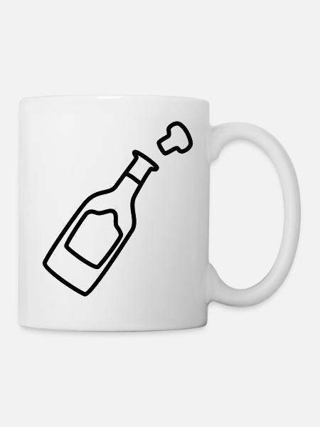 sektflasche mit Korken 1 - Tasse - Weiß