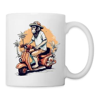 Billy der Affe auf dem Roller - Tasse - Weiß - Rechts