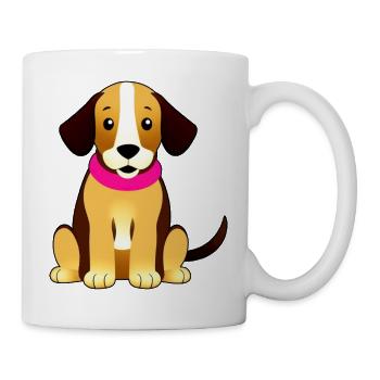 Brauner süßer Hund, sitzend - Tasse - Weiß - Rechts
