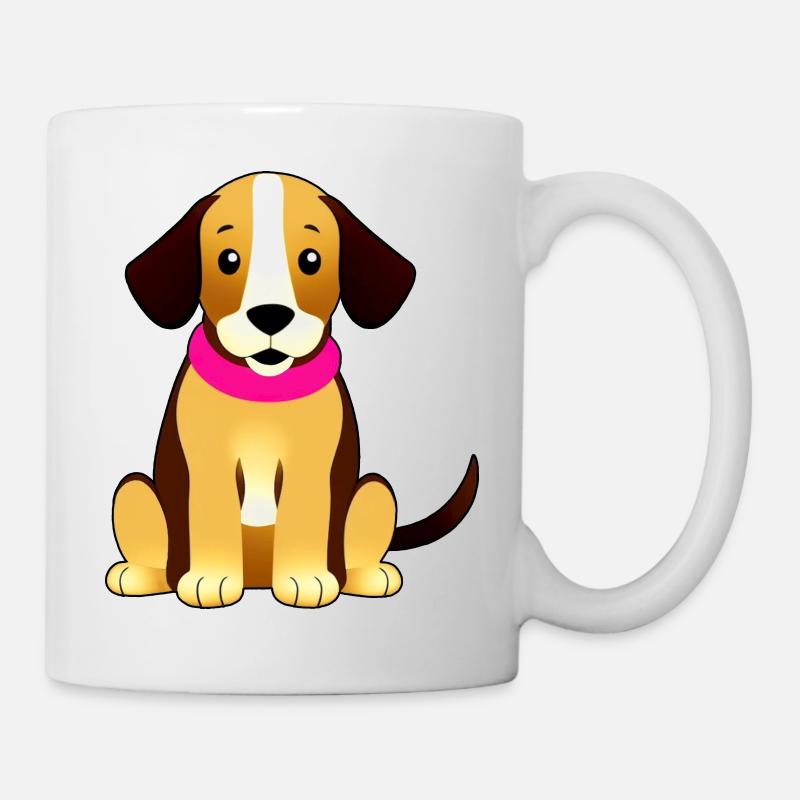 Chien brun mignon, assis - Mug blanc - blanc