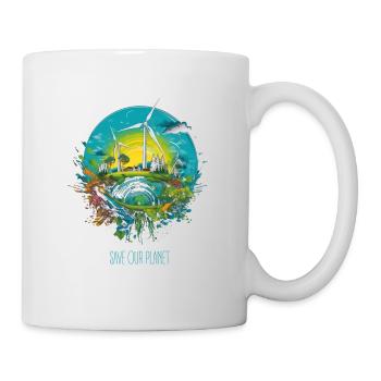Rettet unseren Planeten - Umweltschutz Klimaschutz - Tasse - Weiß - Rechts