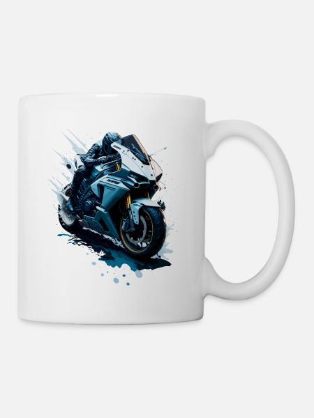 Sportmotorrad-Illustration - Tasse - Weiß