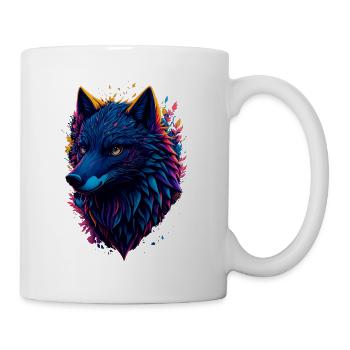 colorful abstract wolf - Mug - white - Right