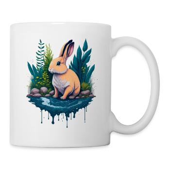 Beautiful illustration of a rabbit - Mug - white - Right