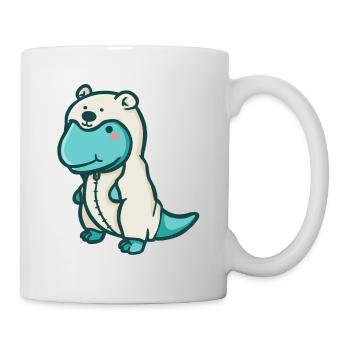 hugadino Dino im Eisbär Pyjama, süßer Dinosaurier - Tasse - Weiß - Rechts