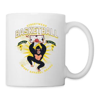 Basketball Gorilla Basketballspieler Vintage Retro - Tasse - Weiß - Rechts